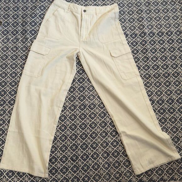 Source Unknown Pants - HYFVE Cargo Carpenter Women's Cream and Tan Pants SZ L